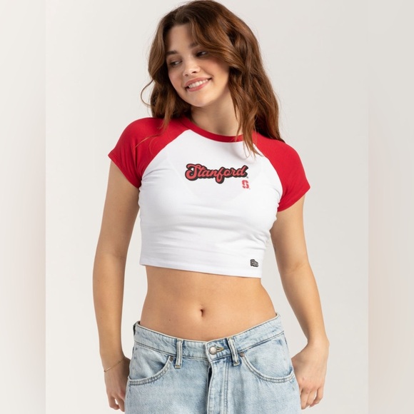 NWT - HYPE AND VICE Stanford Homerun Womens Raglan Tee - Size L - Picture 1 of 3